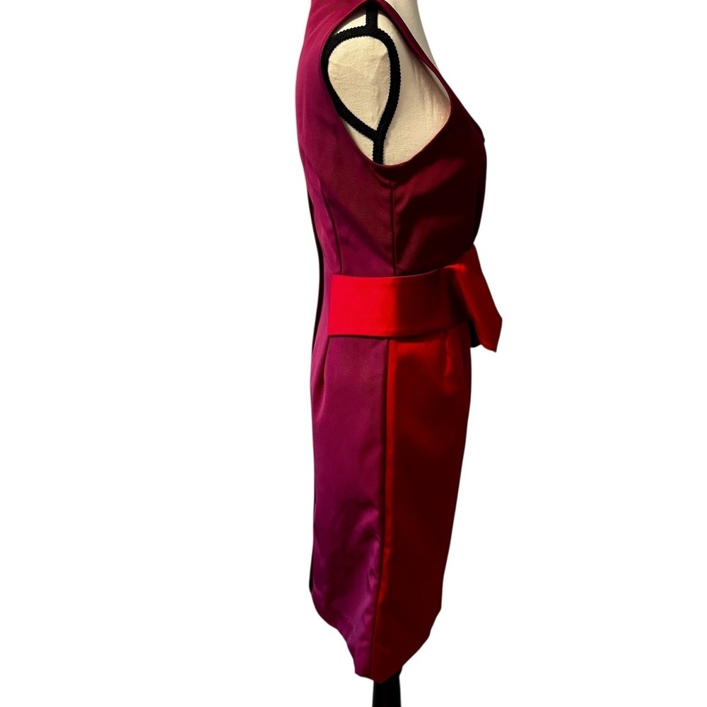 Zac Posen Atelier Silk Faille Fold Peplum Cocktail Dress Burgundy Red US 6 - Picture 4 of 12
